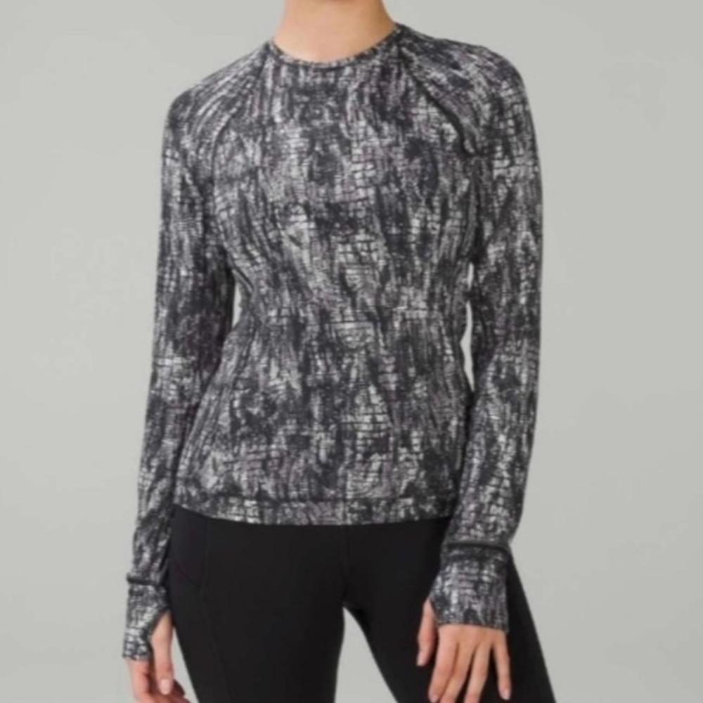 Lululemon Its Rulu Run Long Sleeve Shirt Lino Slide Alpine White Black 12
